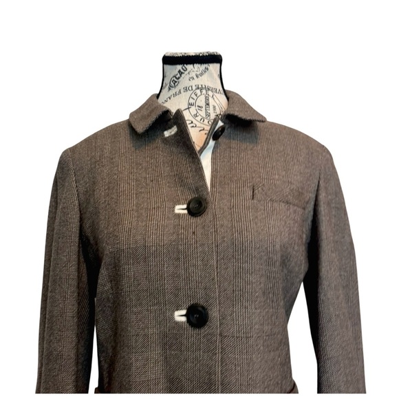 Zenobia Check Wool Blazer. Gray, Black. Size 8 - Picture 9 of 12